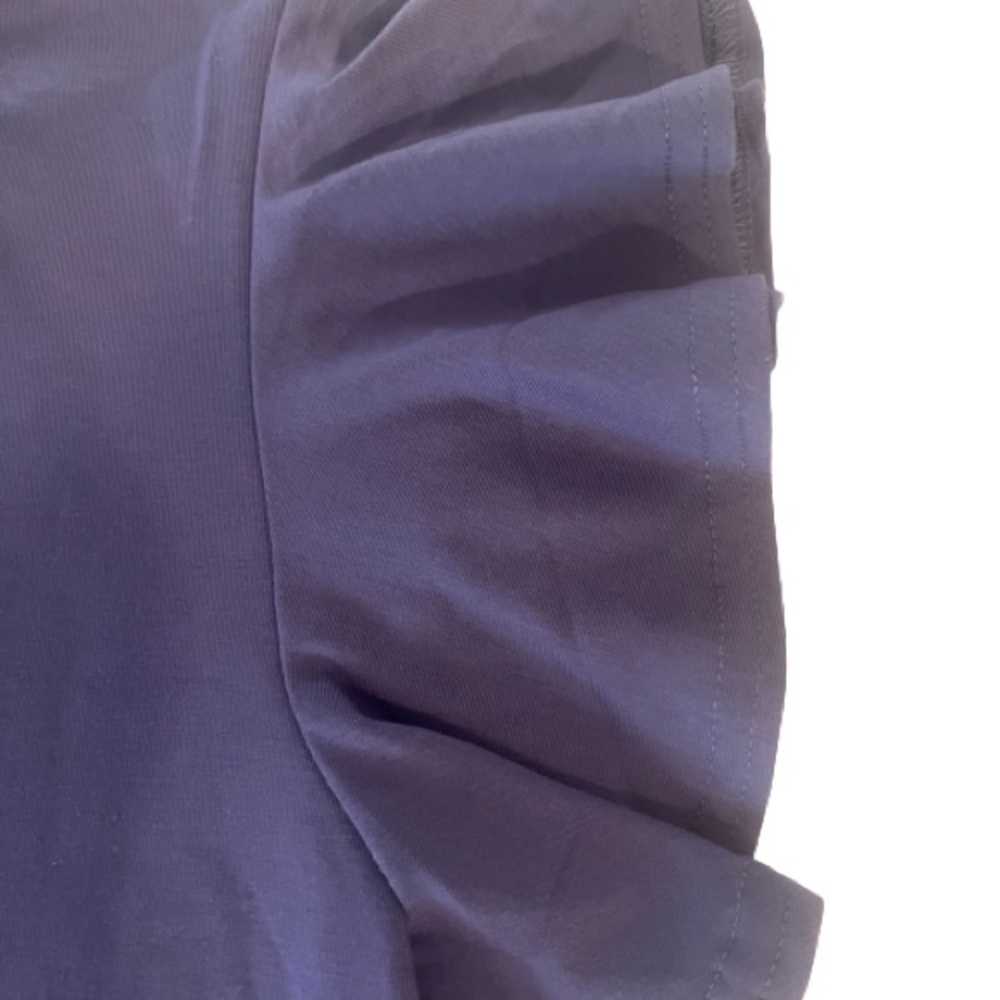 NWT- Women's Casual Round Neck Ruffle Sleeve Loose Tops in Purple Gray - Picture 6 of 10